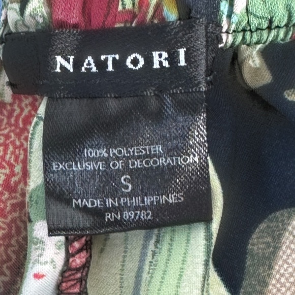 Natori Dynasty Asian Print Mandarin Collar Cropped Pants PJ Set Sz S - Picture 8 of 8